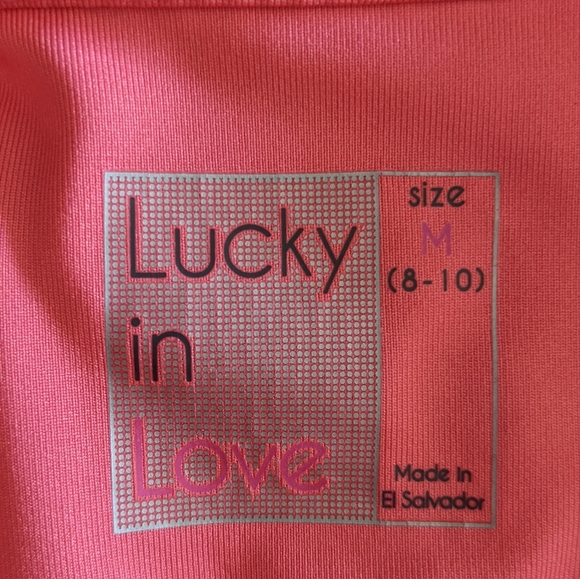 Lucky in Love Coral Tennis Tank, size medium - Picture 3 of 4